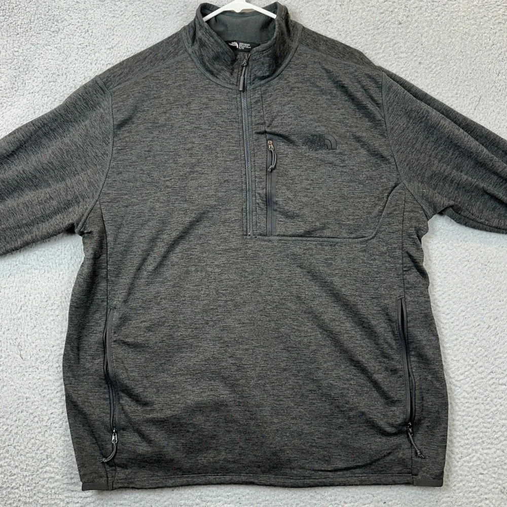 The North Face Shirt Mens XL Quarter Zip Charcoal Grey Heather Pullover Stretch
